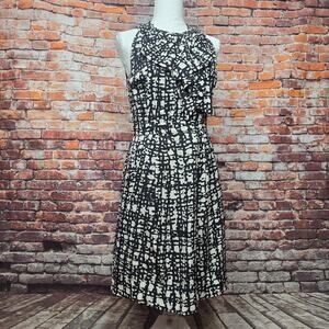 Kate Spade Lucina Elegant Bow Black & White Silk Lined Dress Sz 2